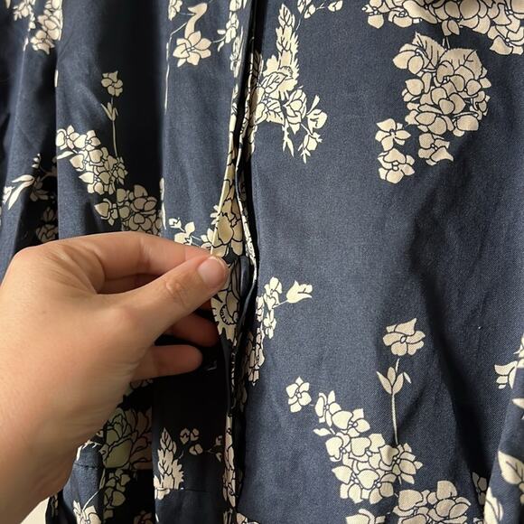 NWT Rebecca Taylor Gab Floral Print Tie Waist Wide Leg Cotton Jumpsuit Size 2 - Picture 6 of 13